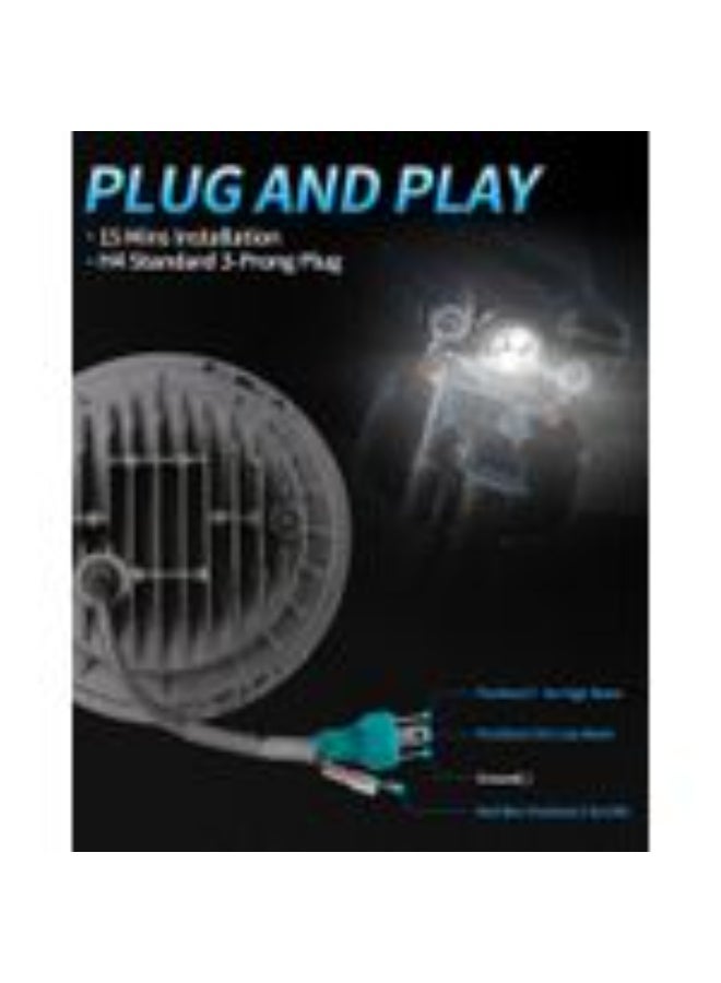 مصباح أمامي LED هالو مقاس 7 بوصات مع هالة بيضاء، متوافق مع دراجات إلكترا جلايد، ستريت جلايد، فات بوي، رود كينج، هيريتدج، سوفتيل، مصباح أمامي ثنائي اللون، أسود - Image 5